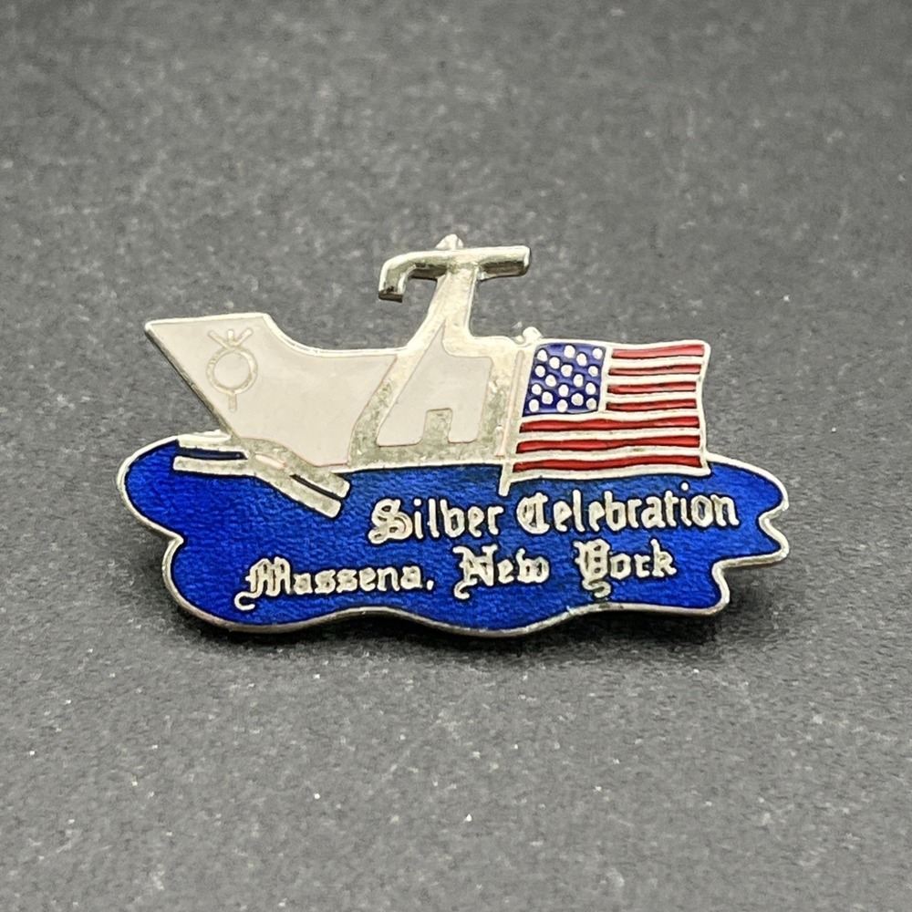 Silver Celebration Massena New York Lapel Hat Pin